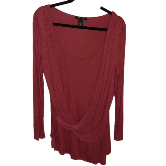 White House Black Market Tops - White House Black Market Rust Twisted Faux Wrap Tunic Large